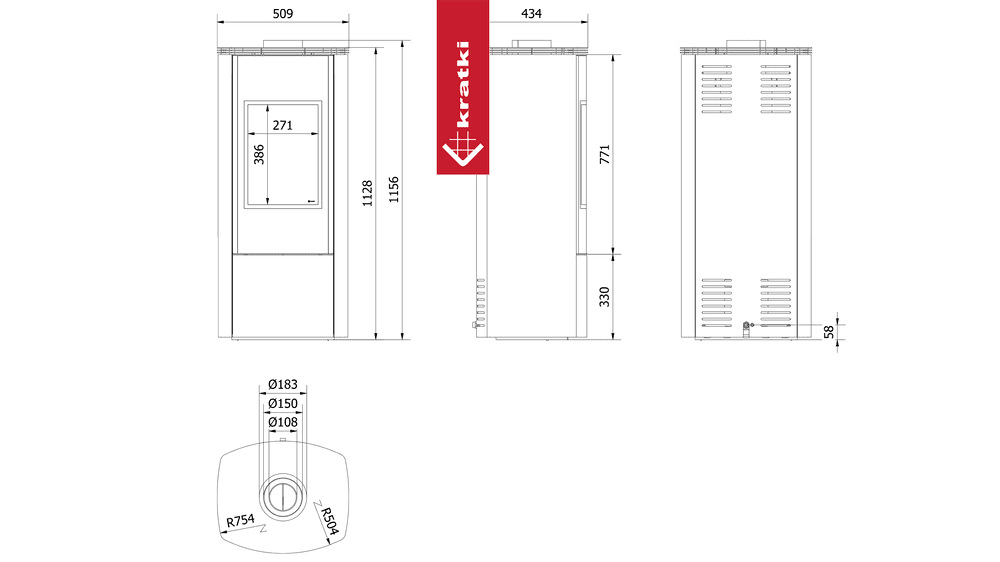 Kaminofen auf Propan-butan KRATKI AB ENYO Ø 100/150 4 kW