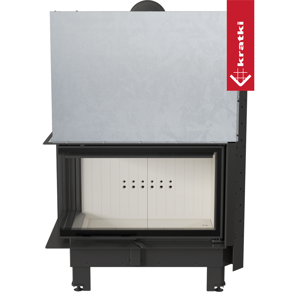 Kamineinsatz aus Stahl KRATKI MBO links 15 kW Ø 200 mit Schiebetür