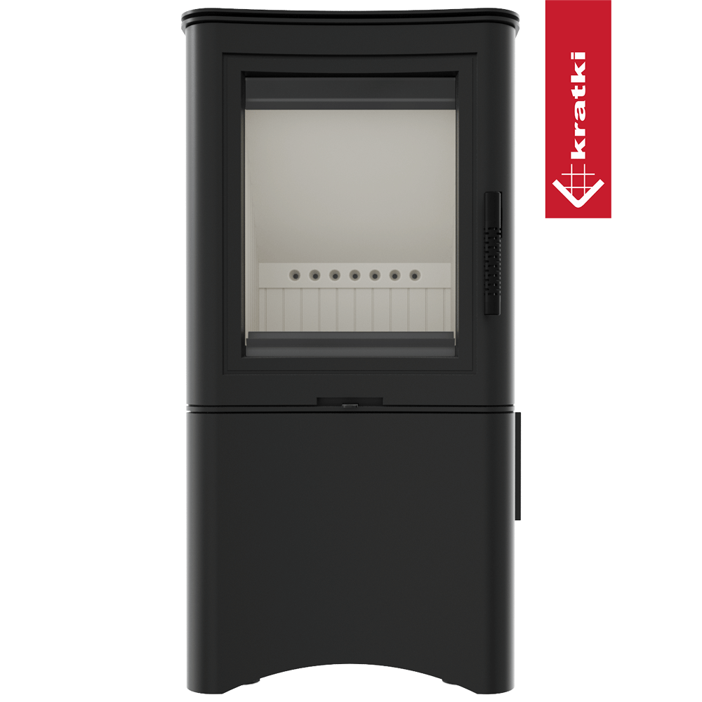 Kaminofen aus Stahl KRATKI K5 Ø 150 7 kW regal für holz mit Tür
