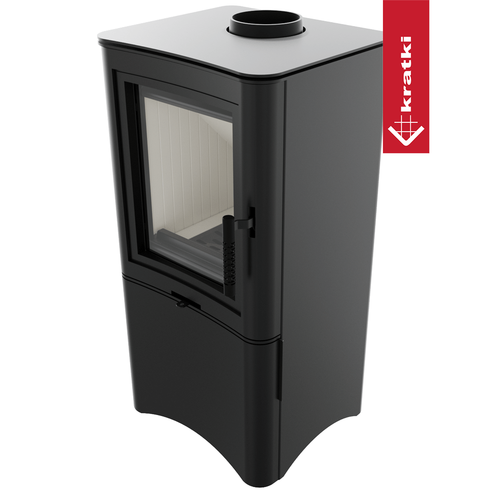Kaminofen aus Stahl KRATKI K5 Ø 150 7 kW regal für holz mit Tür