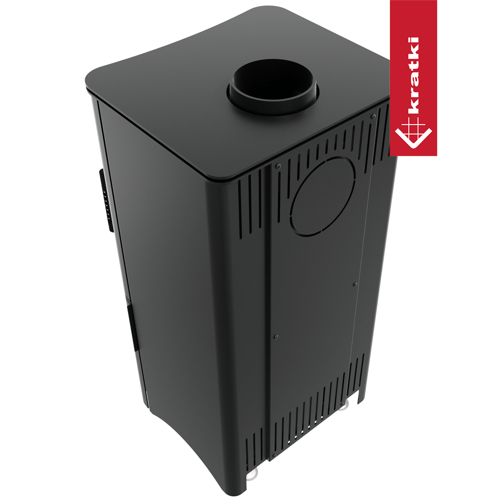 Kaminofen aus Stahl KRATKI K5 Ø 150 7 kW regal für holz mit Tür
